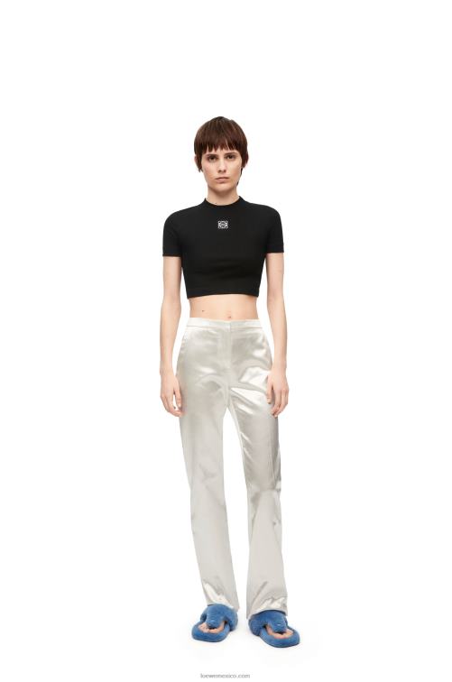negro top corto de algodón Loewe R8J8Z888 mujer