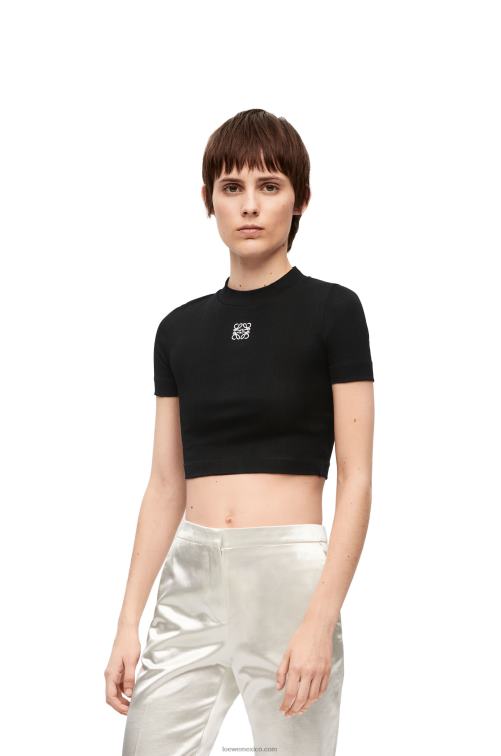 negro top corto de algodón Loewe R8J8Z888 mujer