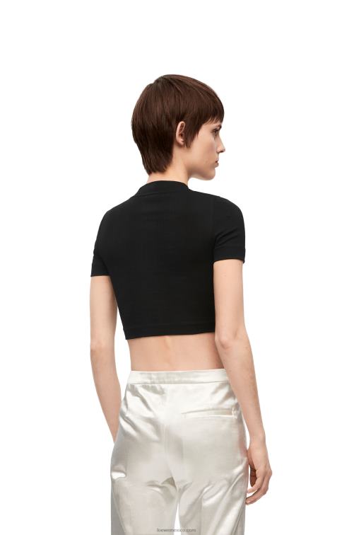 negro top corto de algodón Loewe R8J8Z888 mujer