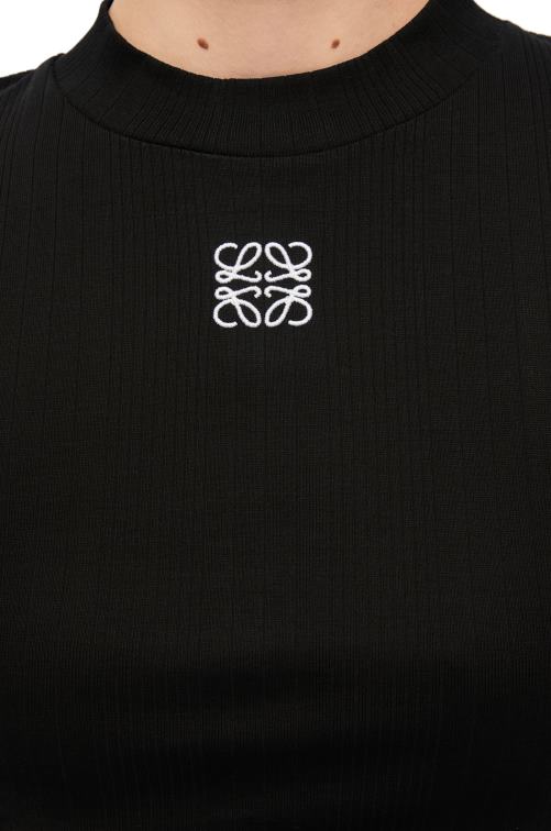 negro top corto de algodón Loewe R8J8Z888 mujer