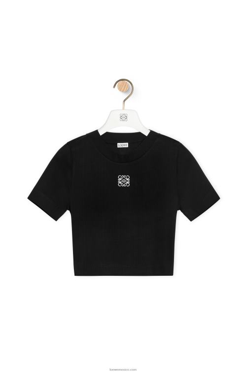 negro top corto de algodón Loewe R8J8Z888 mujer