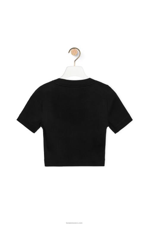 negro top corto de algodón Loewe R8J8Z888 mujer
