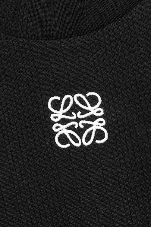 negro top corto de algodón Loewe R8J8Z888 mujer