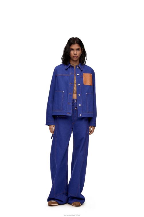 azul brillante chaqueta de trabajo en denim Loewe R8J8Z1180 mujer