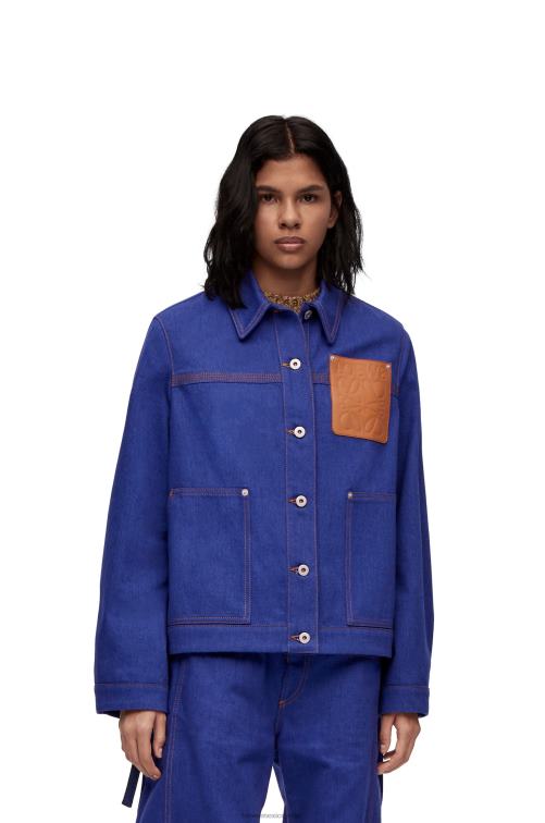 azul brillante chaqueta de trabajo en denim Loewe R8J8Z1180 mujer