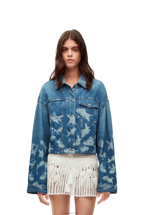 azul claro/blanco chamarra corta de pescado en denim Loewe R8J8Z1169 mujer