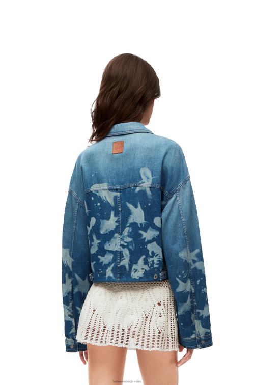 azul claro/blanco chamarra corta de pescado en denim Loewe R8J8Z1169 mujer