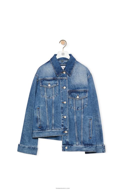 azul deportivo chaqueta deconstruida en denim Loewe R8J8Z1187 mujer