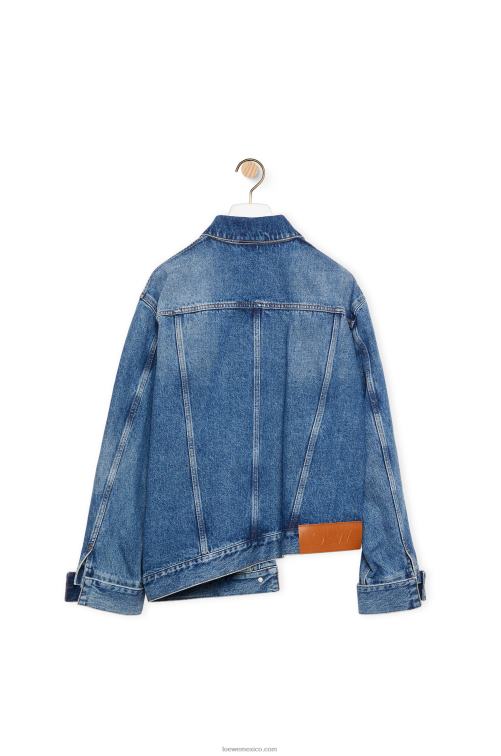azul deportivo chaqueta deconstruida en denim Loewe R8J8Z1187 mujer