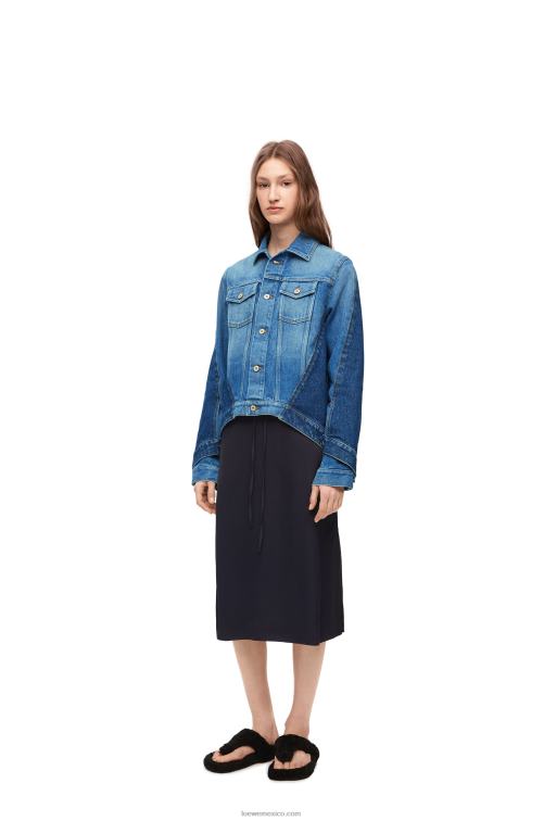 azul mezclilla chaqueta deconstruida en denim Loewe R8J8Z1163 mujer