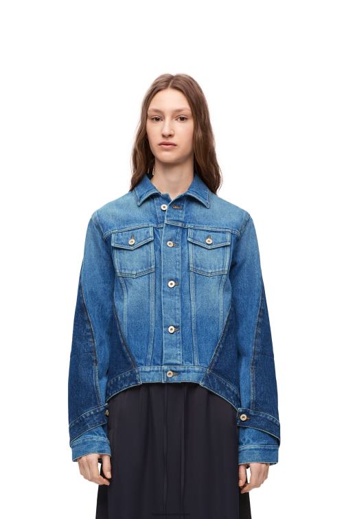 azul mezclilla chaqueta deconstruida en denim Loewe R8J8Z1163 mujer