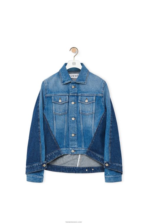azul mezclilla chaqueta deconstruida en denim Loewe R8J8Z1163 mujer
