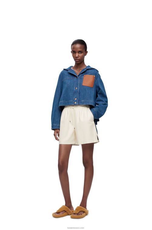 azul rojo Chaqueta corta de trabajo en denim Loewe R8J8Z1162 mujer