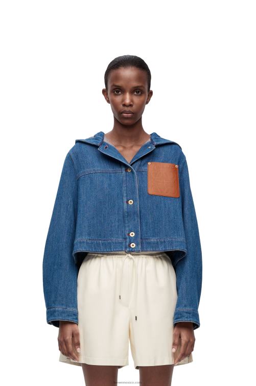azul rojo Chaqueta corta de trabajo en denim Loewe R8J8Z1162 mujer