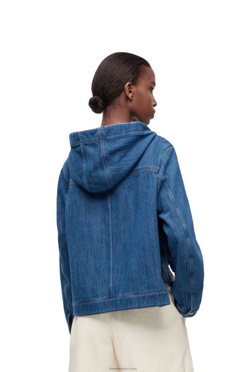 azul rojo Chaqueta corta de trabajo en denim Loewe R8J8Z1162 mujer