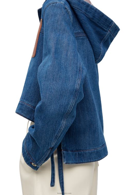 azul rojo Chaqueta corta de trabajo en denim Loewe R8J8Z1162 mujer
