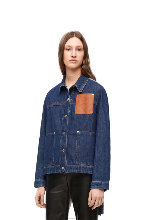 azul vaquero/azul vaquero claro chaqueta de trabajo en denim Loewe R8J8Z1193 mujer