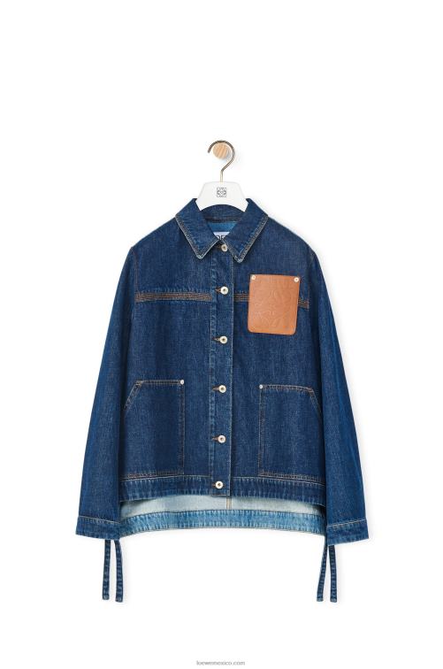 azul vaquero/azul vaquero claro chaqueta de trabajo en denim Loewe R8J8Z1193 mujer