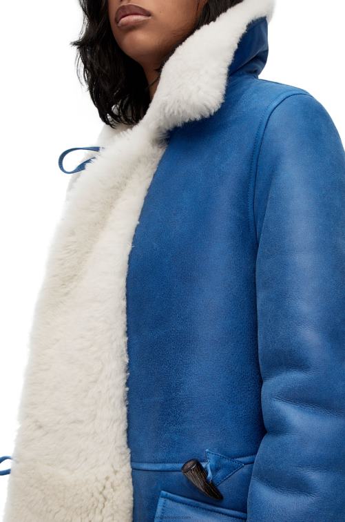 blanco azul abrigo de piel de oveja Loewe R8J8Z1119 mujer