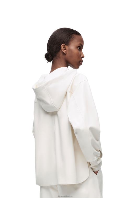 blanco chaqueta con capucha de piel de cordero napa Loewe R8J8Z1105 mujer