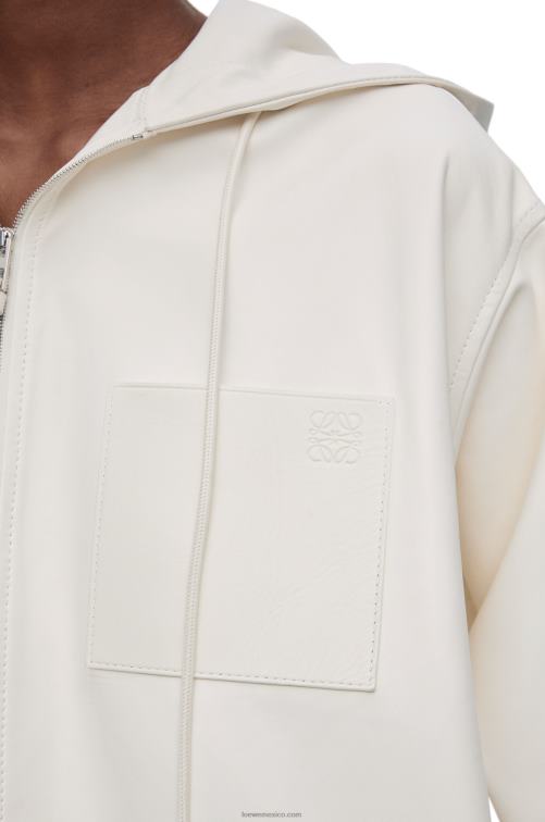 blanco chaqueta con capucha de piel de cordero napa Loewe R8J8Z1105 mujer