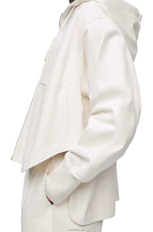 blanco chaqueta con capucha de piel de cordero napa Loewe R8J8Z1105 mujer