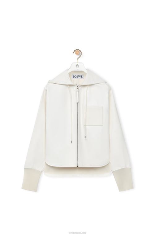 blanco chaqueta con capucha de piel de cordero napa Loewe R8J8Z1105 mujer