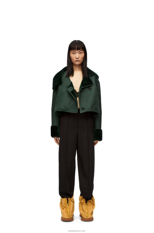 botella verde chaqueta deconstruida de borrego Loewe R8J8Z1132 mujer