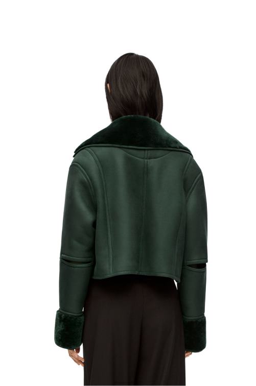 botella verde chaqueta deconstruida de borrego Loewe R8J8Z1132 mujer