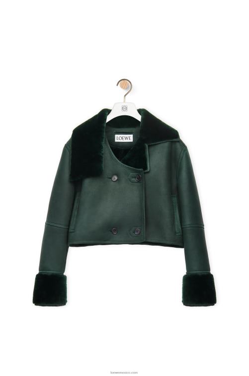 botella verde chaqueta deconstruida de borrego Loewe R8J8Z1132 mujer