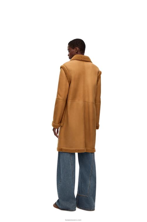 caramelo abrigo de piel de oveja Loewe R8J8Z1122 mujer