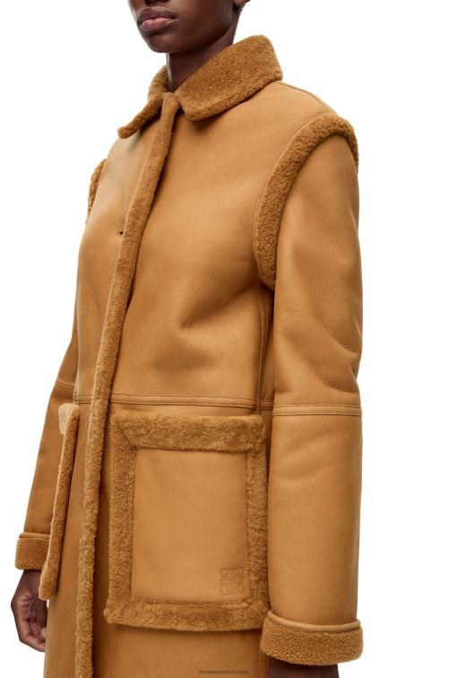caramelo abrigo de piel de oveja Loewe R8J8Z1122 mujer