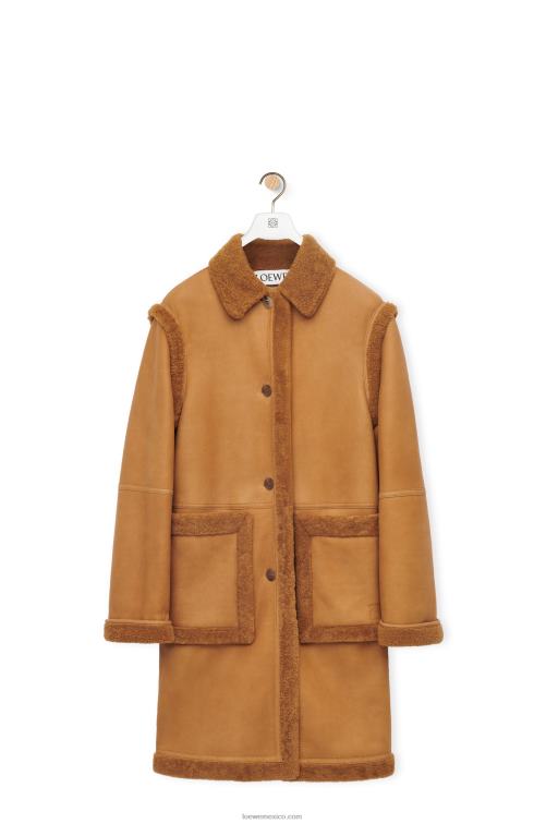 caramelo abrigo de piel de oveja Loewe R8J8Z1122 mujer