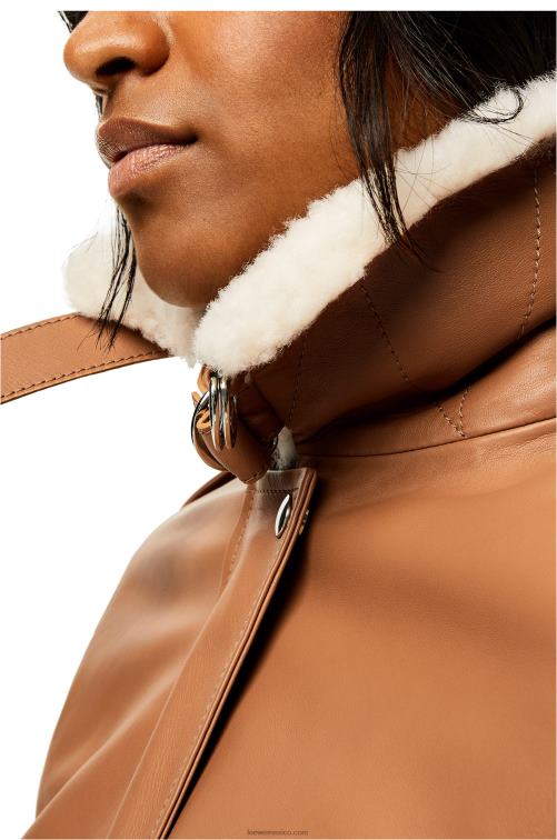 caramelo/blanco chaqueta de aviador en napa Loewe R8J8Z1158 mujer
