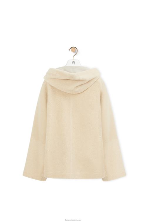 crema/azul/morado chamarra con cremallera y capucha en borrego Loewe R8J8Z1142 mujer