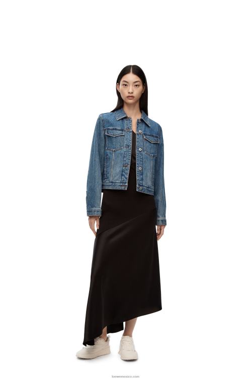 mezclilla azul medio chaqueta vaquera con anagrama Loewe R8J8Z1189 mujer