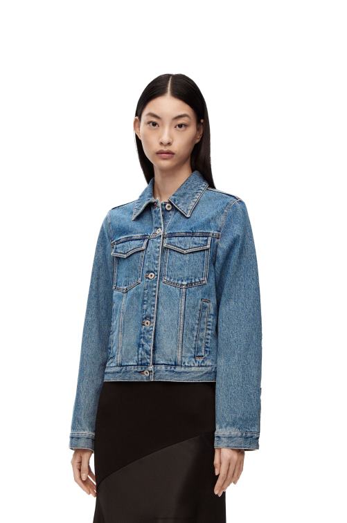 mezclilla azul medio chaqueta vaquera con anagrama Loewe R8J8Z1189 mujer
