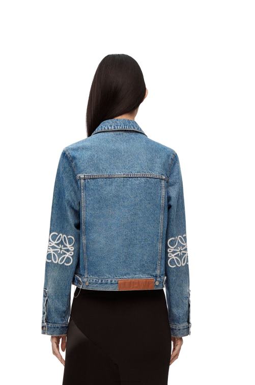 mezclilla azul medio chaqueta vaquera con anagrama Loewe R8J8Z1189 mujer