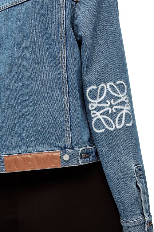 mezclilla azul medio chaqueta vaquera con anagrama Loewe R8J8Z1189 mujer