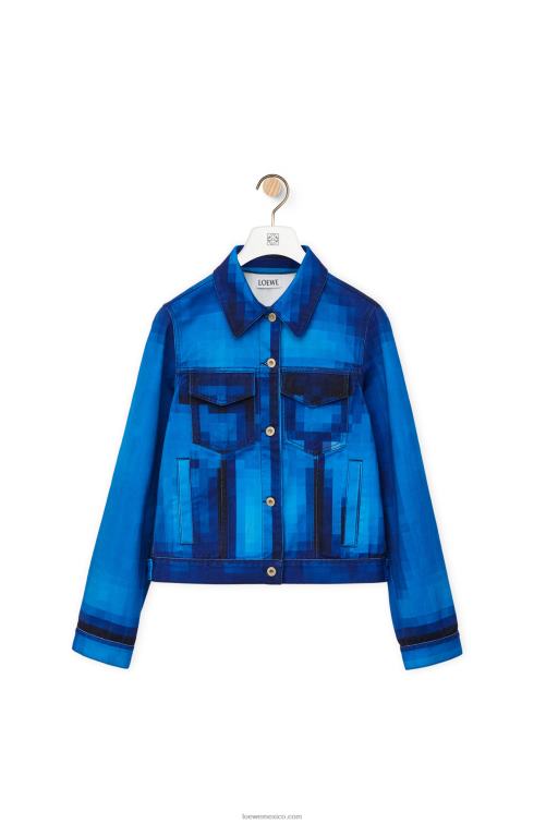 mezclilla chamarra pixelada en denim Loewe R8J8Z1175 mujer
