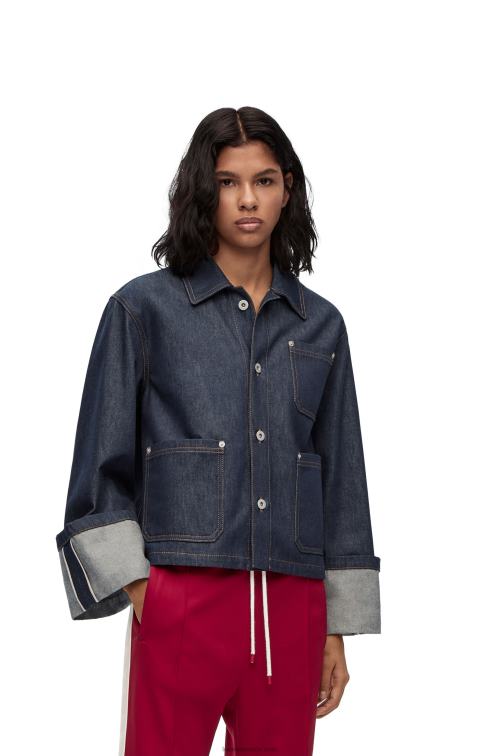 mezclilla cruda chamarra de pescador con vuelta en denim Loewe R8J8Z1183 mujer