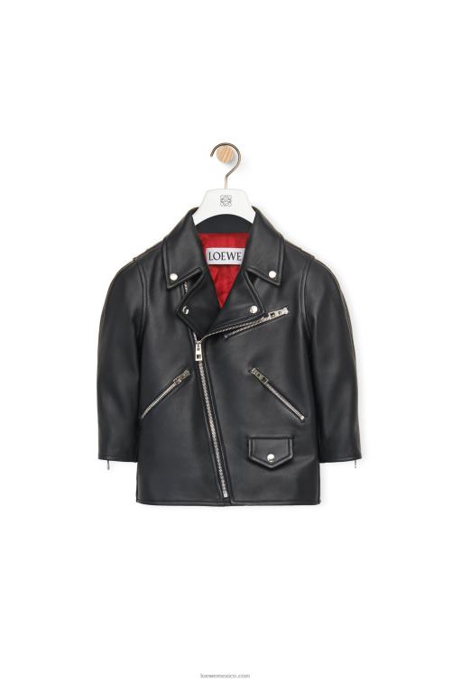 negro cazadora biker corta de napa Loewe R8J8Z1116 mujer