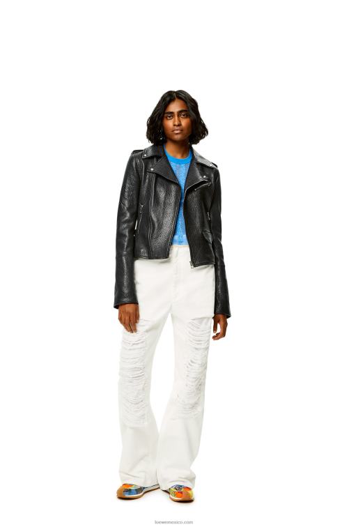 negro cazadora biker de napa Loewe R8J8Z1137 mujer