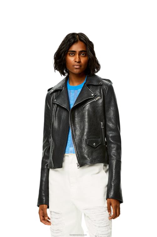 negro cazadora biker de napa Loewe R8J8Z1137 mujer