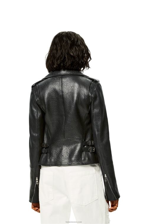negro cazadora biker de napa Loewe R8J8Z1137 mujer