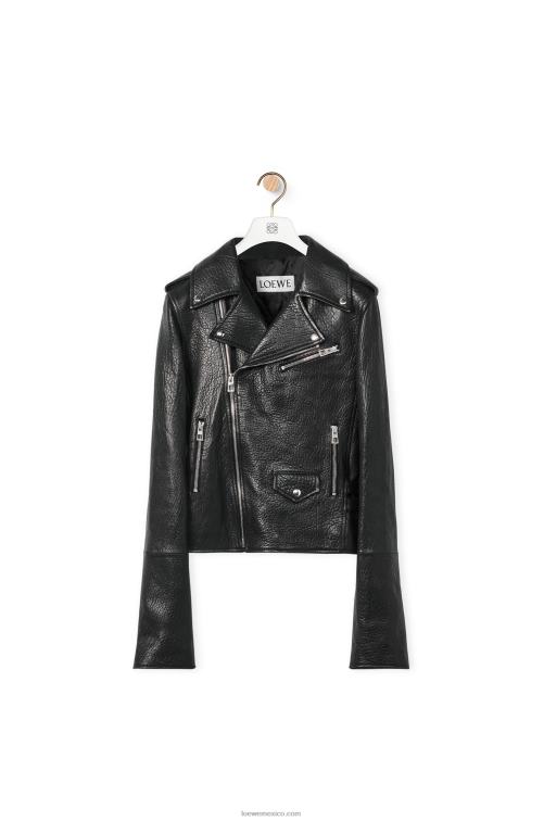 negro cazadora biker de napa Loewe R8J8Z1137 mujer