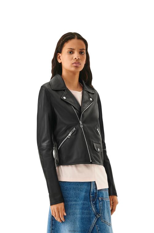 negro cazadora biker de napa de cordero Loewe R8J8Z1138 mujer