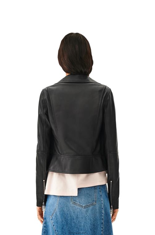 negro cazadora biker de napa de cordero Loewe R8J8Z1138 mujer