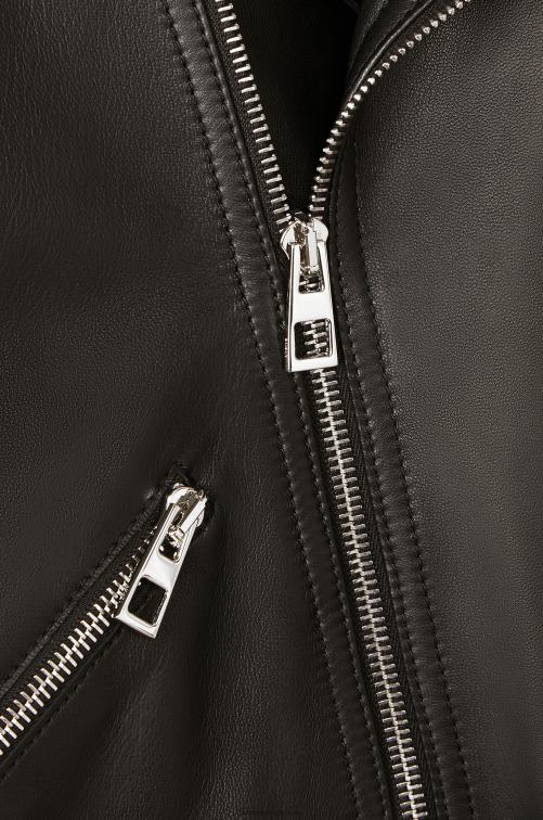 negro cazadora biker de napa de cordero Loewe R8J8Z1138 mujer
