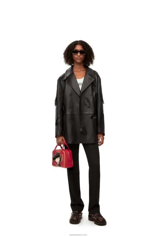 negro chaquetón aullido en napa Loewe R8J8Z1107 mujer